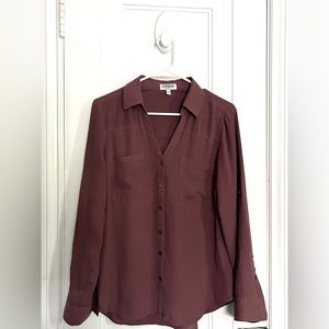 EXPRESS PORTOFINO BLOUSE - SLIM FIT - MAUVE - SIZE MEDIUM